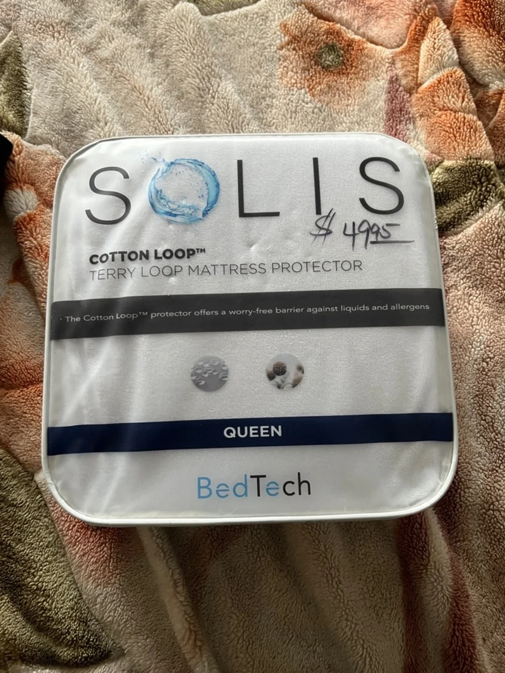 SOLIS Cotton Loop Queen Mattress Protector - White